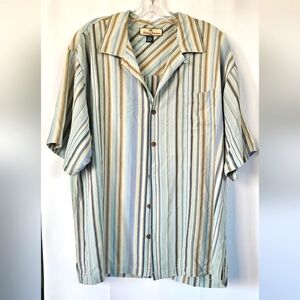 Tommy Bahama mens silk striped short sleeve shirt size‎ XL